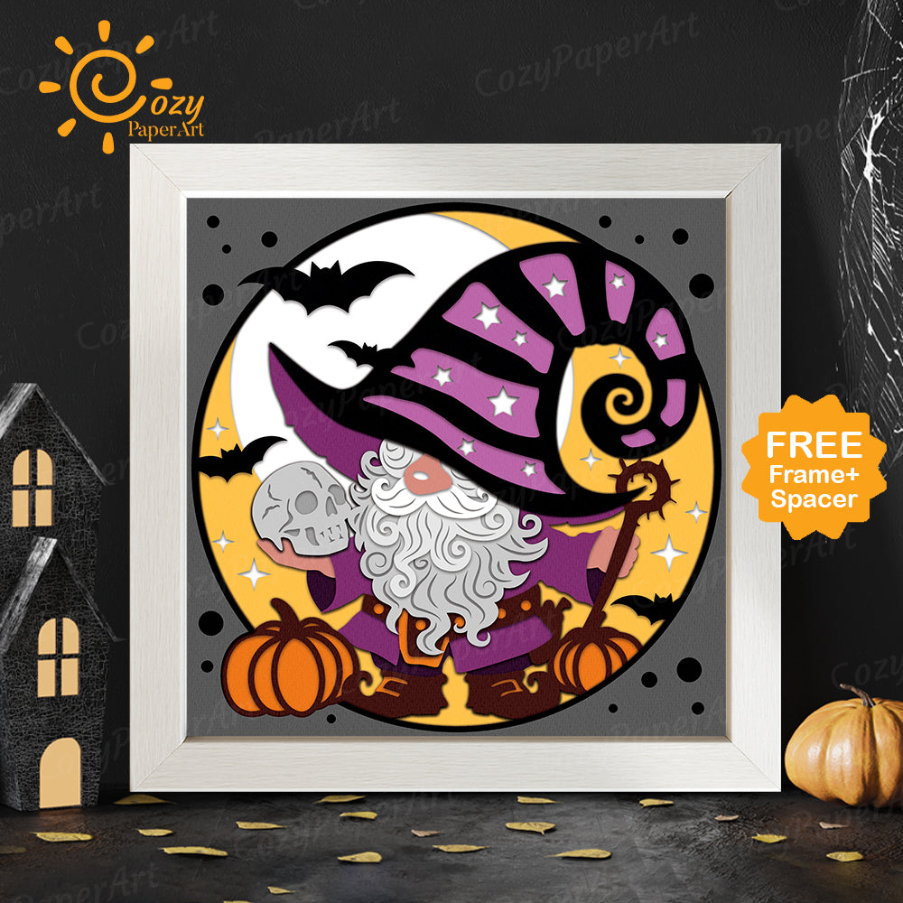 Gnome Witches – Paper Cut Shadow Box File - Cricut File - 8x8 inches - CozyPaperArt