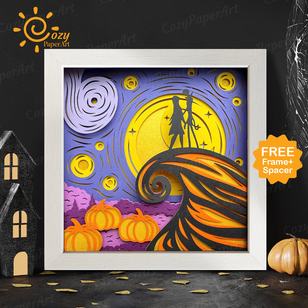 Starry Night Nightmare – Paper Cut Shadow Box File - Cricut File - 8x8 inches - CozyPaperArt