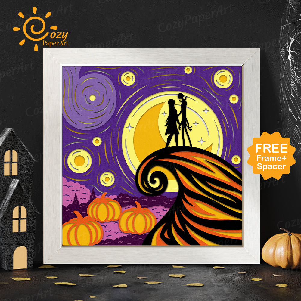 Starry Night Nightmare – Paper Cut Shadow Box File - Cricut File - 8x8 inches - CozyPaperArt