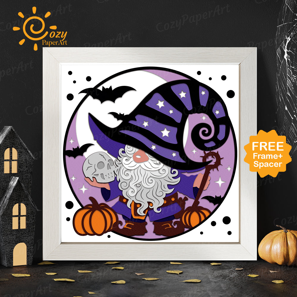 Gnome Witches – Paper Cut Shadow Box File - Cricut File - 8x8 inches - CozyPaperArt