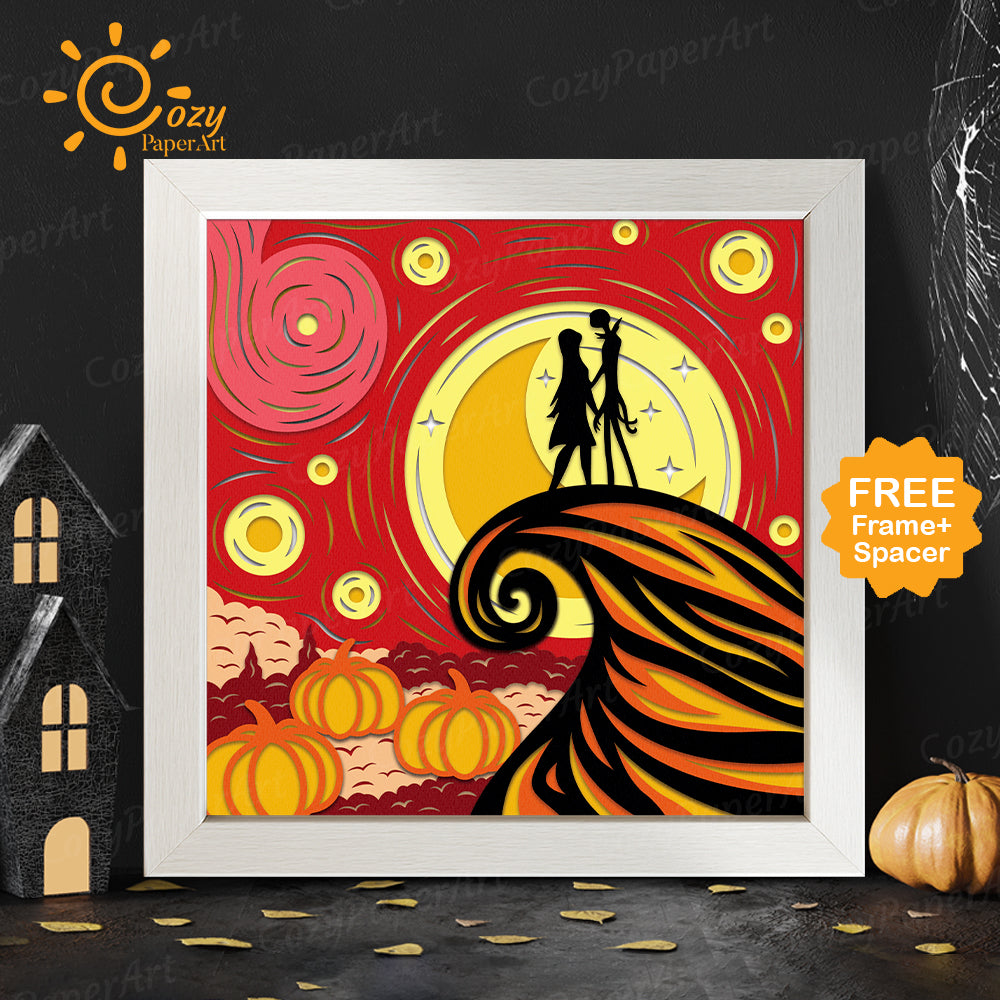 Starry Night Nightmare – Paper Cut Shadow Box File - Cricut File - 8x8 inches - CozyPaperArt