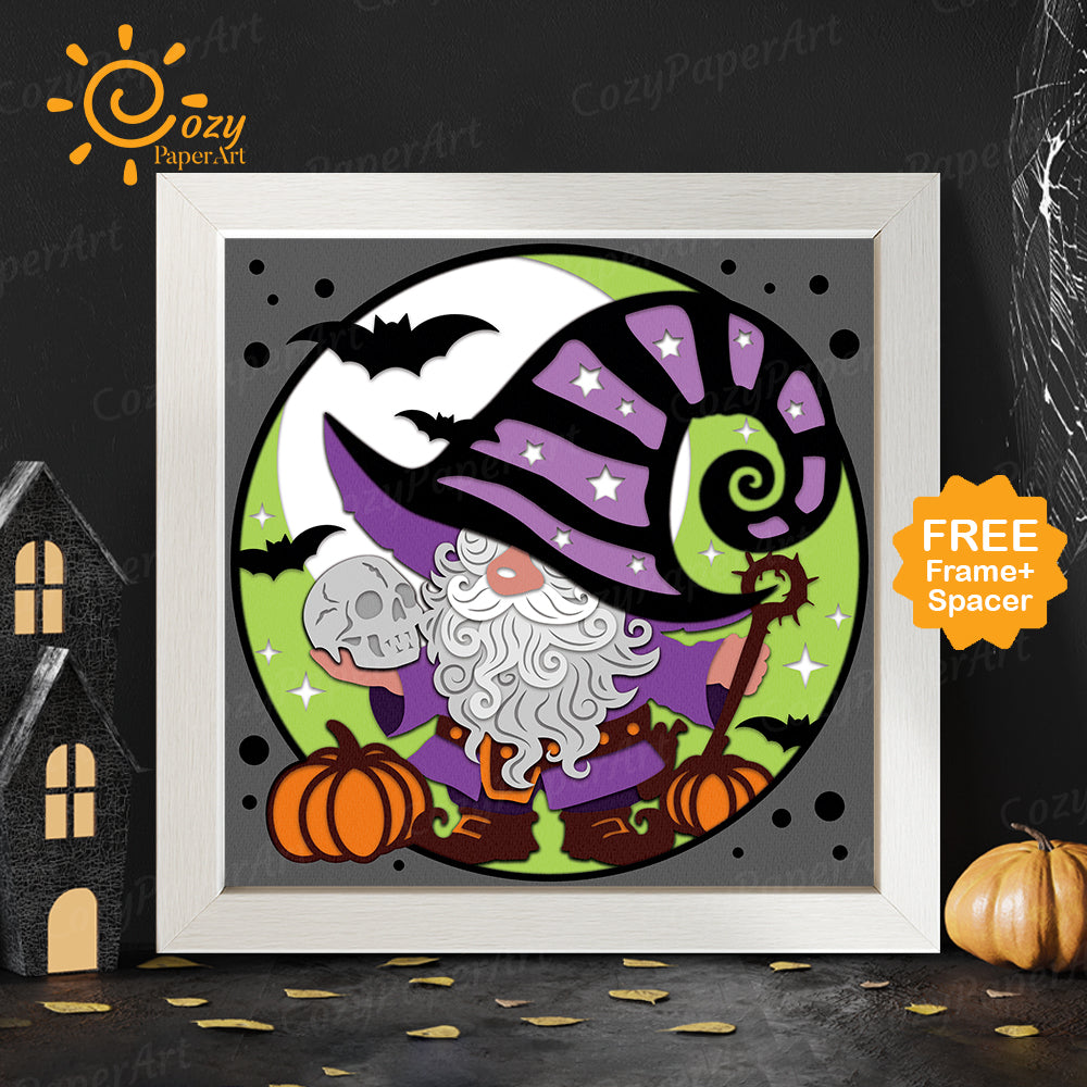 Gnome Witches – Paper Cut Shadow Box File - Cricut File - 8x8 inches - CozyPaperArt