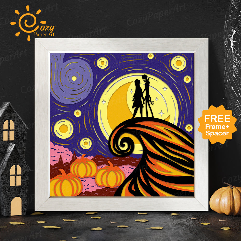 Starry Night Nightmare – Paper Cut Shadow Box File - Cricut File - 8x8 inches - CozyPaperArt