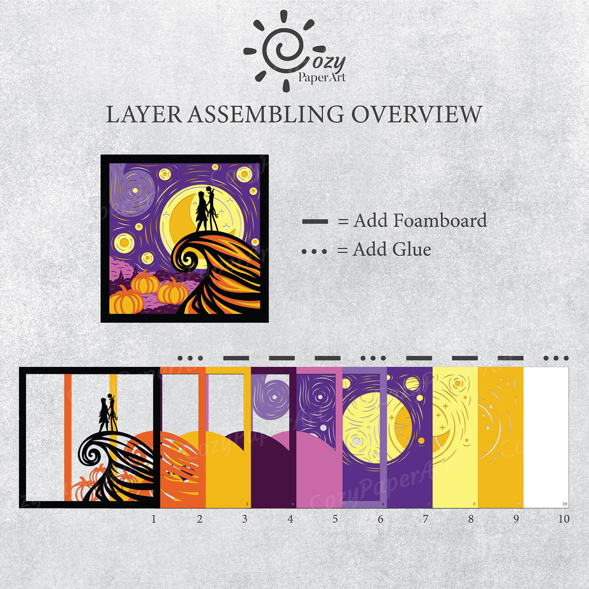 Starry Night Nightmare – Paper Cut Shadow Box File - Cricut File - 8x8 inches - CozyPaperArt