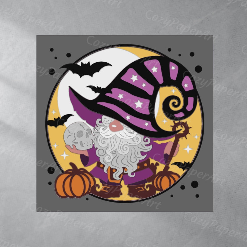 Gnome Witches – Paper Cut Shadow Box File - Cricut File - 8x8 inches - CozyPaperArt