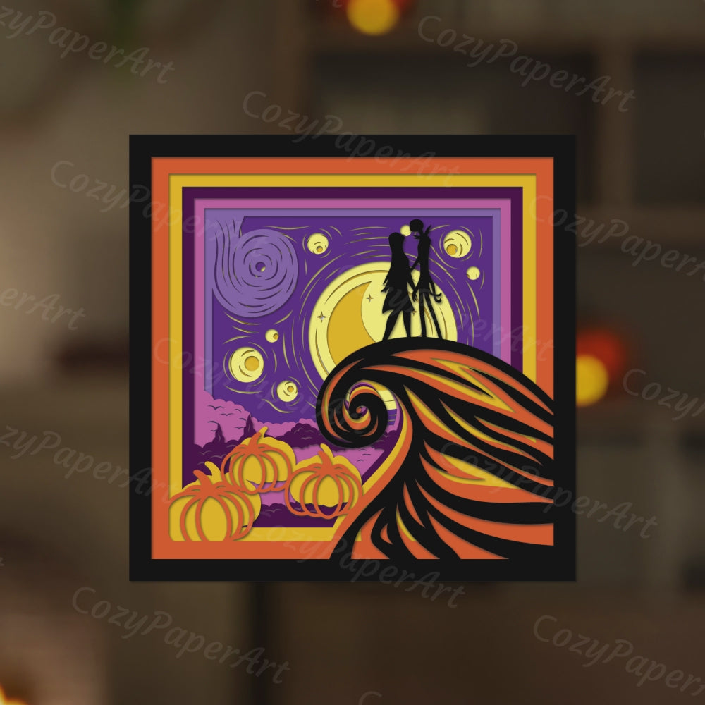 Starry Night Nightmare – Paper Cut Shadow Box File - Cricut File - 8x8 inches - CozyPaperArt